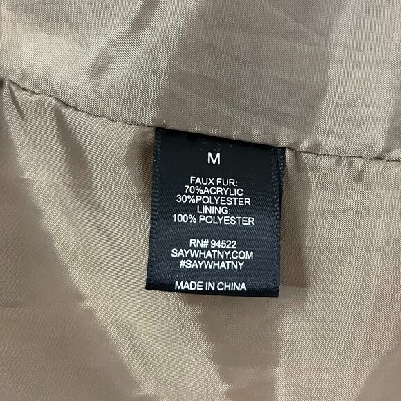 Say What | Faux Fur Off White and Tan Animal Print Fuzzy Vest, size M - Picture 9 of 9